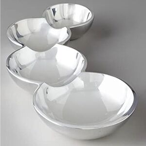 Nambe Caterpillar Condiment Metal Alloy Chips and Dips Snack Tray for Party